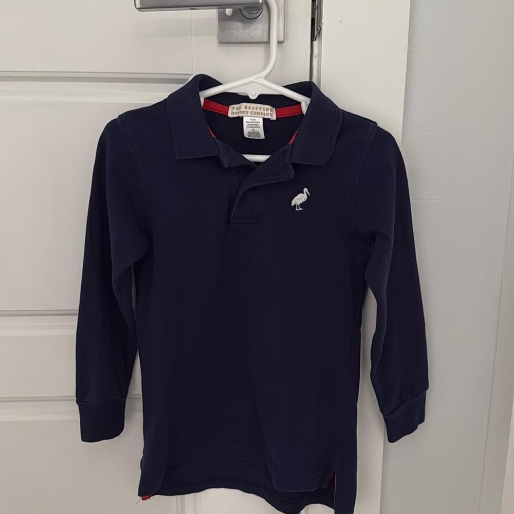 TBBC Navy Long Sleeve Pique Polo